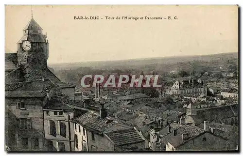 Cartes postales Bar le Duc Tour de l'horloge et panorama