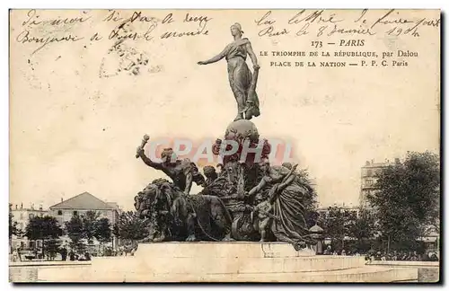 Cartes postales Paris le triomphe de la republique par Dalou Place de la Nation