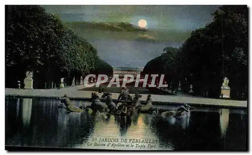 Versailles - La Nuit - Le Bassin d&#39Apolon - Le Tapis Vert et le Chateau - Cartes postales