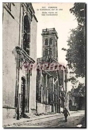 Verdun - La Cathedrale - vue de cote - Cartes postales