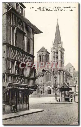 Cartes postales Lisieux l&#39eglise Saint Pierre et la vieille maison du 15eme