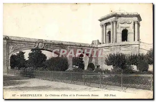 Cartes postales Montpellier Le chateau d'eau et la promenade basse