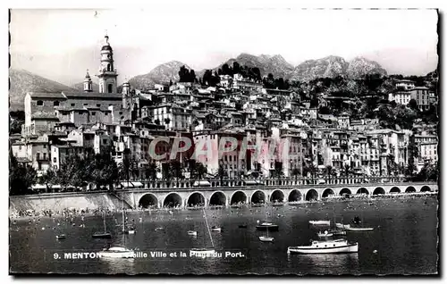 Moderne Karte Menton La vieille ville et la plage du port