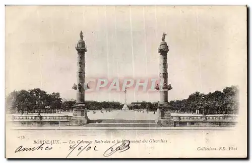 Cartes postales Bordeaux Les colonnes rostrales et le monument des Girondins