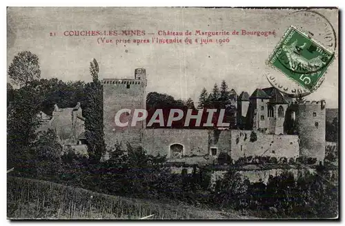 Cartes postales Couches les Mines Chateau de Marguerite de Bourgogne apres l&#39incendie du 2 juin 1906