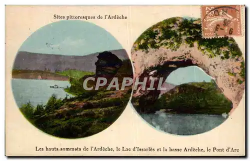Cartes postales Les hauts sommets de l&#39Ardeche le alc d&#39Issarles et la basse Ardeche le pont d&#39arc