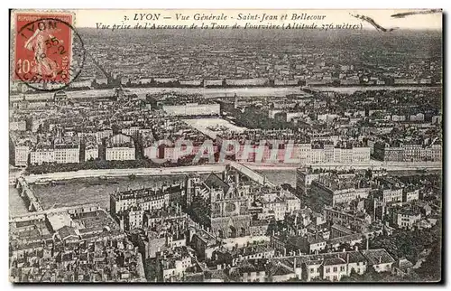 Cartes postales Lyon Vue generale St Jean et Bellecour Vue prise de l&#39ascenseur de la Tour de Fourviere