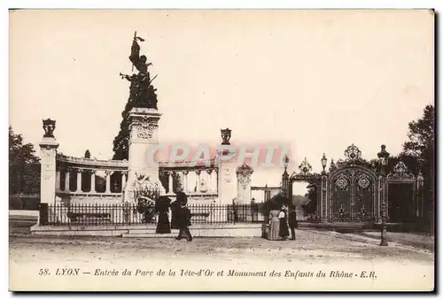 Cartes postales Lyon Entree du parc de la Tete d&#39or et monument des enfants du Rhone