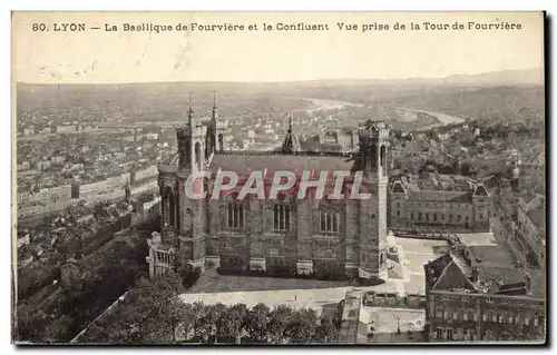 Ansichtskarte AK Lyon La basilique de Fourviere et le confluent Vue prise de la Tour de Fourviere