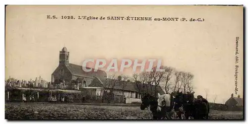 Cartes postales Eglise de Saint Etienne au Mont Cheval Attelage