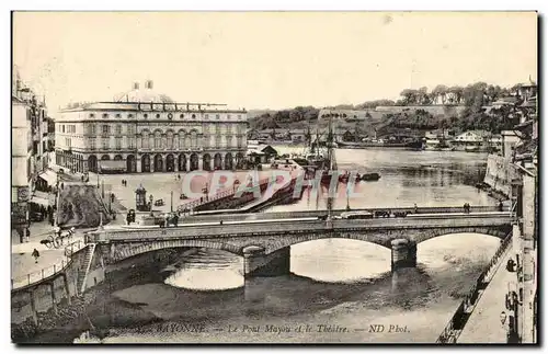 Cartes postales Bayonne Le pont Mayou et le theatre