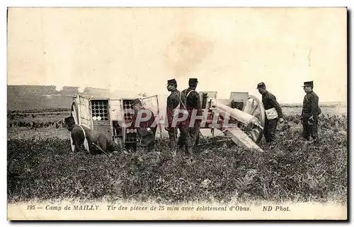 Ansichtskarte AK Camp de Mailly Tir des pieces de 75 mm avec eclatement d&#39obus Militaria