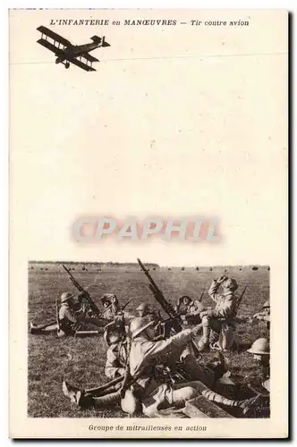 Cartes postales L&#39infanterie en manoeuvres Groupe de mitrailleuses ena ction Militaria