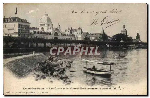 Cartes postales Evian les Bains Les quais et le nouvel etablissement Thermal