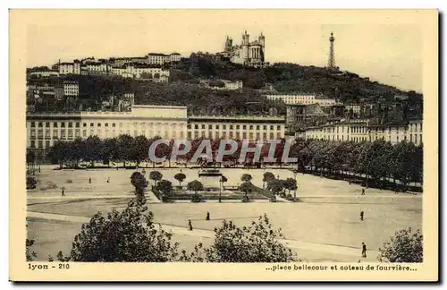 Lyon Ansichtskarte AK Place Bellecour et coteau de Fourviere