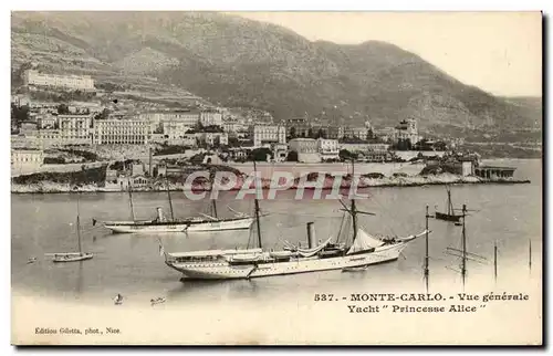 Cartes postales Monaco Monte Carlo Vue generale Yacht Princesse Alice