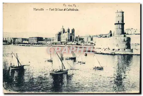 Cartes postales Marseille Fort St Jean et Cathedrale