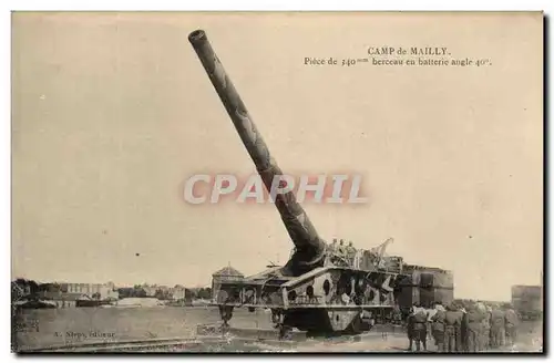 Cartes postales Camp de Mailly Piece de 340 berceau en atterie Militaria