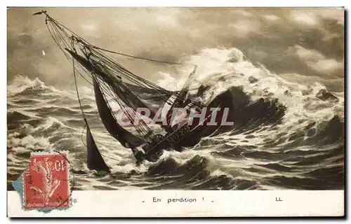 Cartes postales En perdition Bateau Boat Ship