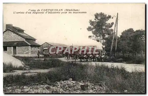 Cartes postales Militaria Camp de Coetquidan L&#39arrivee d&#39un regiment d&#39infanterie pour les manoeuvres