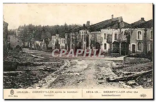 Cartes postales GErbeviller apres le bombardement Militaria