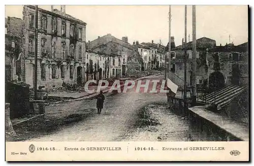 Cartes postales GErbeviller apres le bombardement Entree Militaria