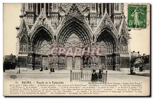 Cartes postales Reims Facade de la cathedrale