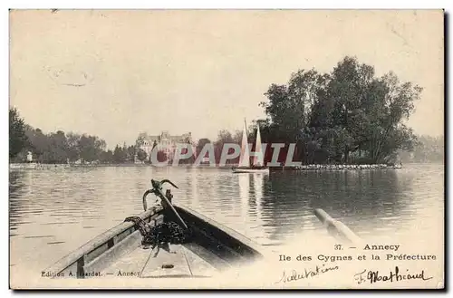 Cartes postales Annecy Ile des cygnes et la prefecture