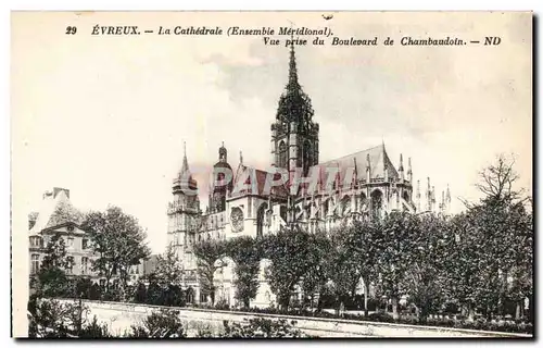 Cartes postales Evreux Cathedrale Vue prise du boulevard de Chambaudoin