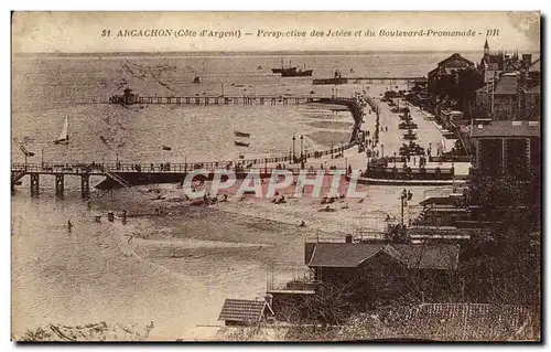 Ansichtskarte AK Arcachon Perspective des jetees et du boulevard promenade