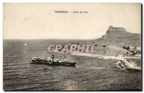 Cartes postales Tunisie Tabarka Coin de l&#39ile bateau