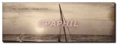 Cartes postales La Panne Coucher de soleil bateau