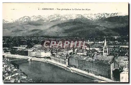 Ansichtskarte AK Grenoble Vue generale et la chaine des Alpes