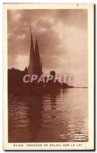 Cartes postales Evian Coucher de soleil sur le lac