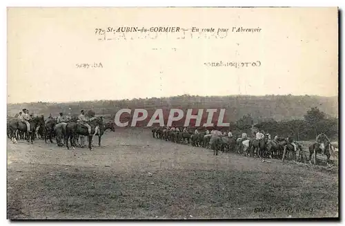 Cartes postales St Aubin du cormier En route pour l&#39abreuvoir Chevaux