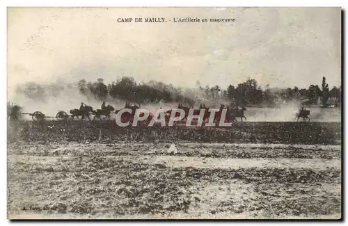 Cartes postales Militaria Camp de Mailly L&#39artillerie en manoeuvre