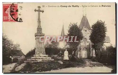 Ansichtskarte AK Militaria Environs du Camp de Mailly Eglise et calvaire de Poivres