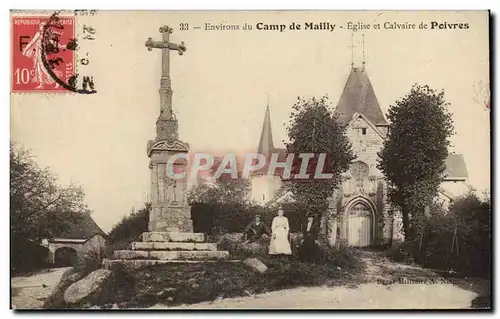 Cartes postales Militaria Environs du Camp de Mailly Eglise et calvaire de Poivres