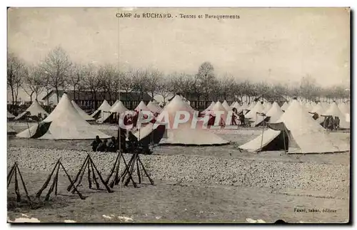 Cartes postales Militaria Camp du Ruchard Tentes et baraquements
