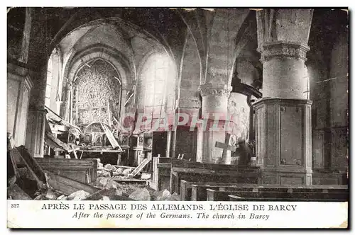 Cartes postales Apres le passage des allemands Eglise de Barcy