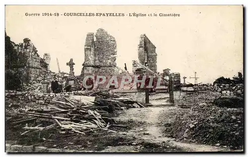 Ansichtskarte AK Courcelles Epayelles Eglise et cimetiere