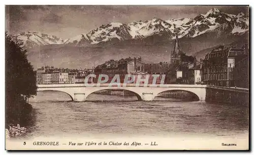 Cartes postales Grenoble Vue sur l&#39Isere et la chaine des Alpes