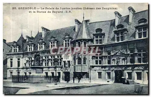 Ansichtskarte AK Grenoble Le palais de justice ancien chateau des Dauphins et la statue de Bayard