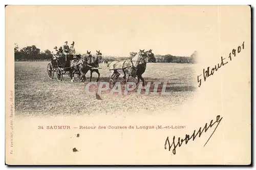 Cartes postales Saumur Retour des courses de Longue Horse Cheval