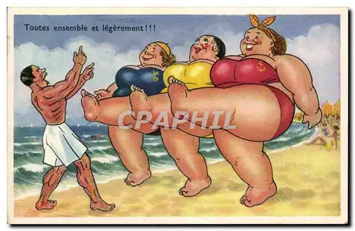 Cartes postales Humour Toutes ensembles et legerement ( femmes fortes )