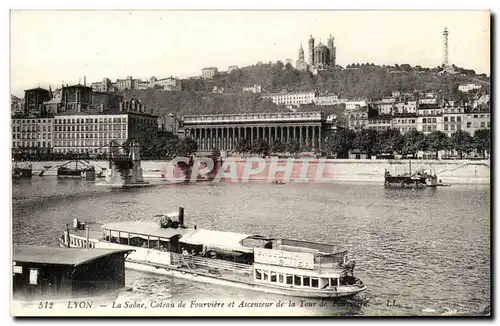 Lyon Cartes postales la SAone Coteau de Fourviere et ascenseur de la tour de Fourviere