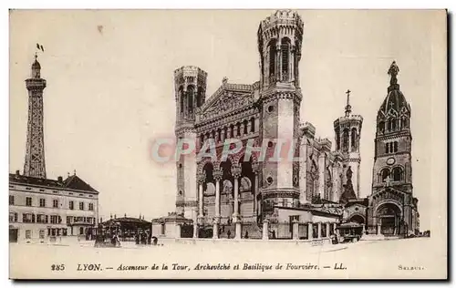 Lyon Ansichtskarte AK Ascenseur de la Tour Archeveche et basilique de Fourviere