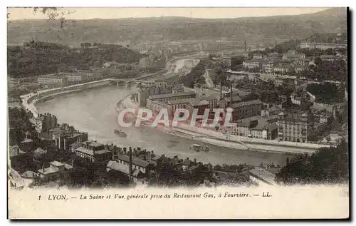 Ansichtskarte AK Lyon La SAone et vue generale prise du restaurant Gay a Fourviere