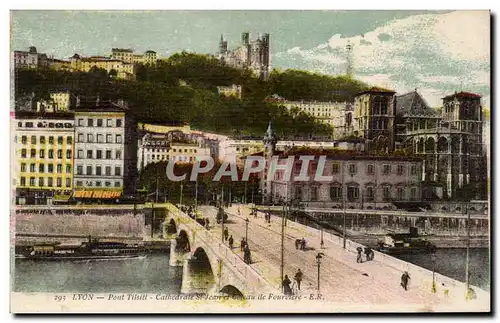 Lyon Ansichtskarte AK Pont Tilsitt Cathedrale St Jean et coteau de fourviere