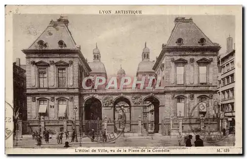 Lyon Cartes postales Hotel de ville vu de la place de la comedie